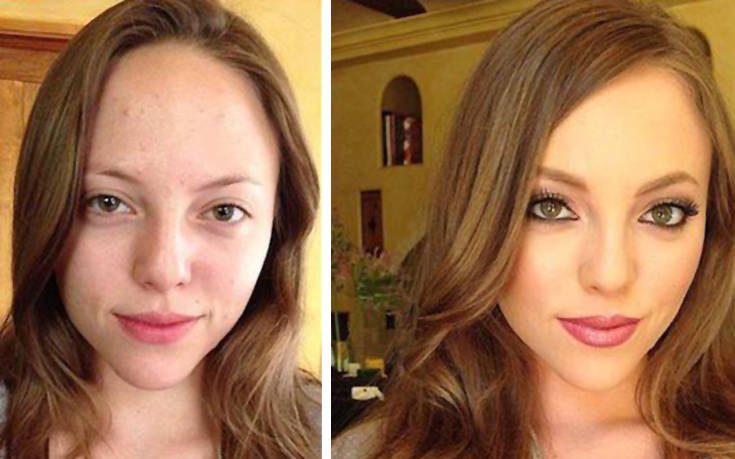 Γυναίκες πριν και μετά το μακιγιάζ