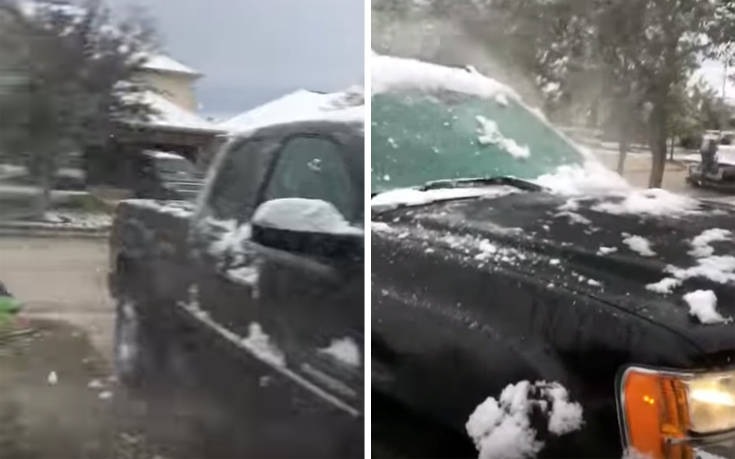 Καθάρισε το αυτοκίνητο σου από το χιόνι στο άψε-σβήσε