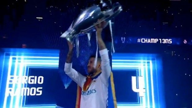 Η φιέστα της Ρεάλ για το 13ο Champions League 27 ramos trophy