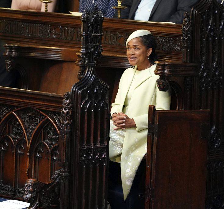 Doria Ragland takes her seat, prior to the start of the wedding ceremony of Prince Harry and Meghan Markle at St. George's Chapel in Windsor Castle in Windsor, near London, England, Saturday, May 19, 2018. (Dominic Lipinski/pool photo via AP)