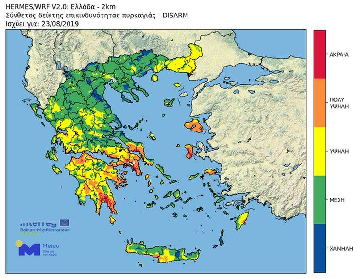 Καιρός: Έκτακτο δελτίο θυελλωδών ανέμων 10 20190823 WRF FDR GRE 2km D1