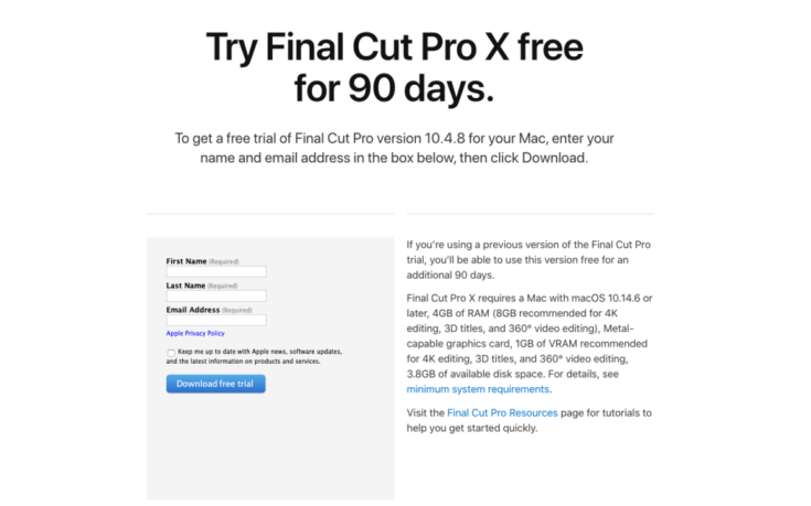 Δωρεάν για 90 ημέρες το Final Cut Pro X 4 Final Cut Free Trial 735x459 1