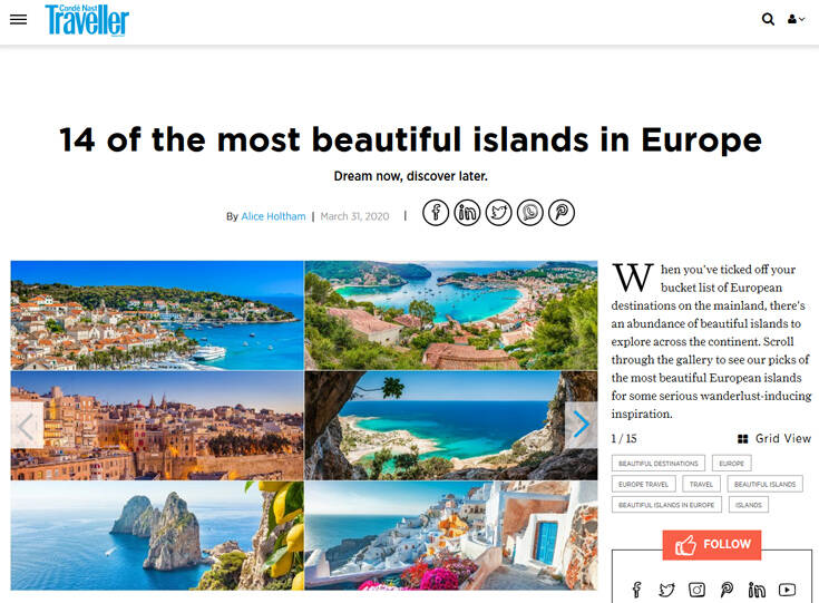 Conde Nast Traveller: Αφιέρωμα στα 14 ομορφότερα νησιά της Ευρώπης