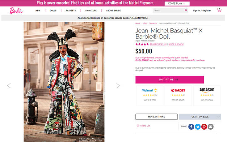 Εμφανίστηκε η ανατρεπτική Basquiat Barbie και… ξεπούλησε 6 98h89h