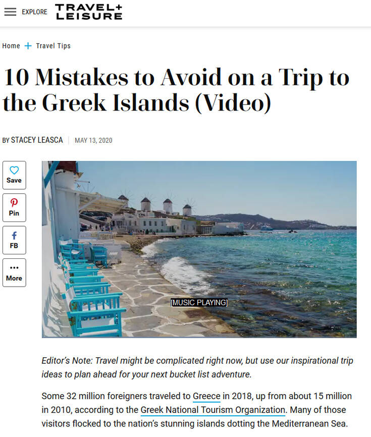 Travel+Leisure: Τα λάθη που πρέπει να αποφύγει κανείς στα ελληνικά νησιά